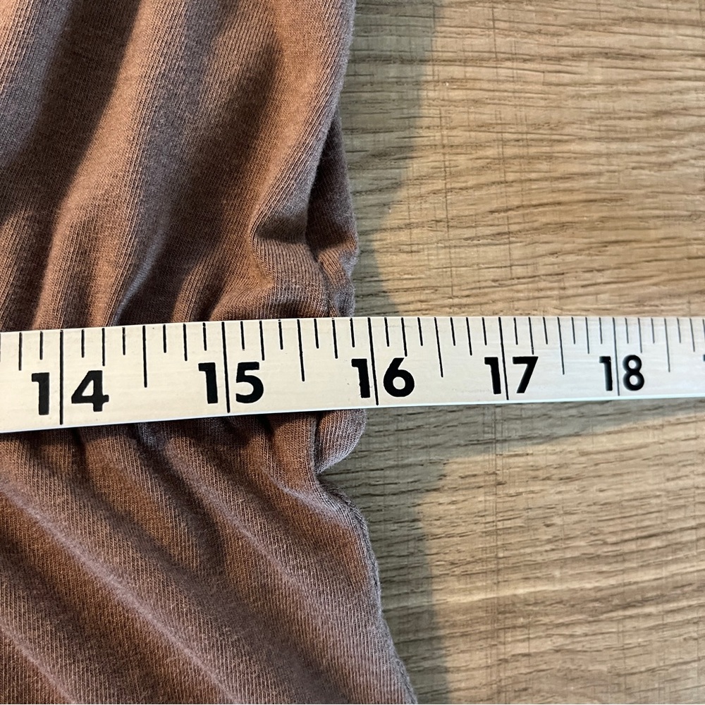 Garnet Hill Dress Size Medium Babydoll Mini Light Brown Surplice Neck Short Slv - Picture 9 of 10